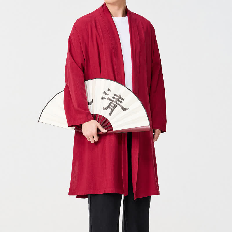 Buddha Stones Minimalistischer Retro-Kimono im Tang-Stil für Herren – einfarbig - image 20