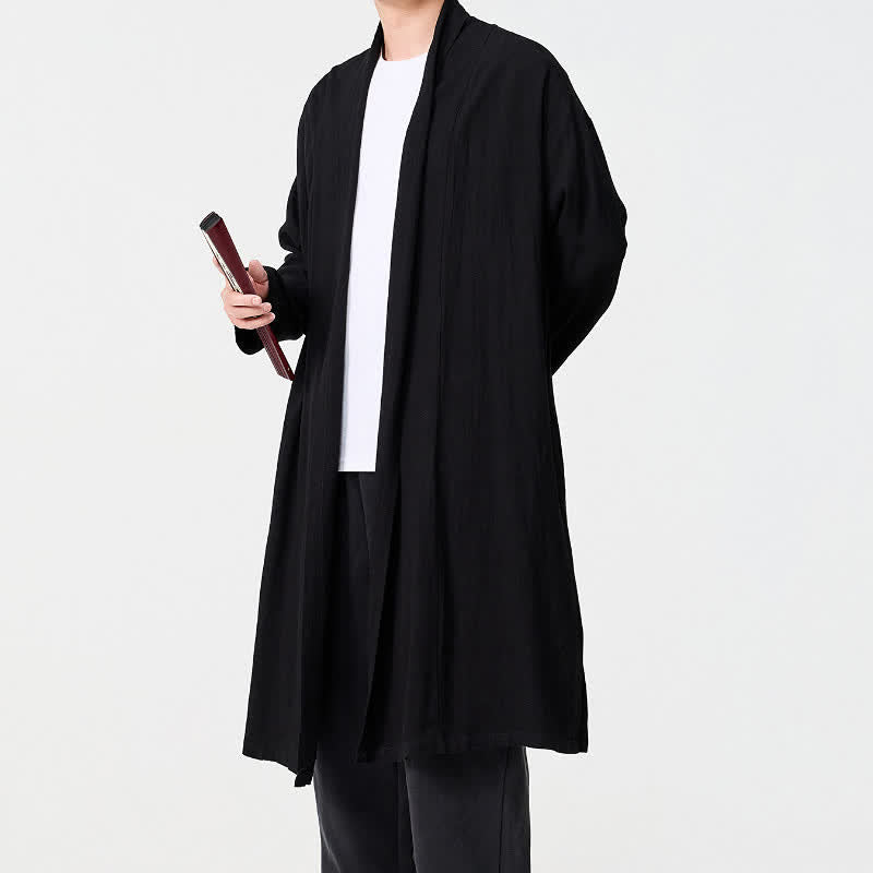 Buddha Stones Minimalistischer Retro-Kimono im Tang-Stil für Herren – einfarbig - image 16