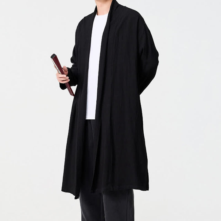 Buddha Stones Minimalistischer Retro-Kimono im Tang-Stil für Herren – einfarbig - image 16