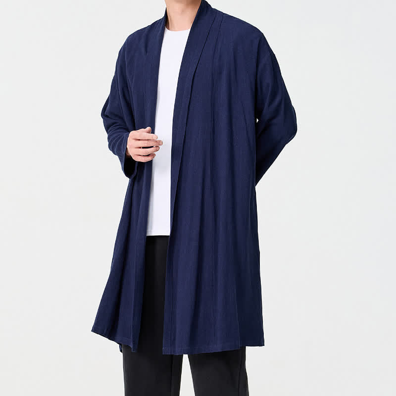 Buddha Stones Minimalistischer Retro-Kimono im Tang-Stil für Herren – einfarbig - image 6