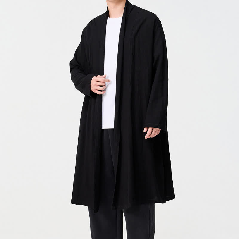 Buddha Stones Minimalistischer Retro-Kimono im Tang-Stil für Herren – einfarbig - image 13