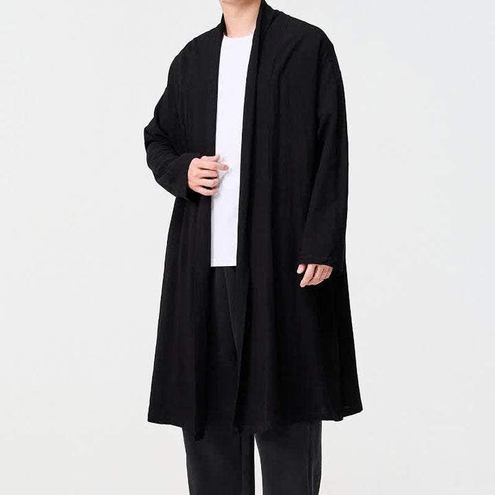 Buddha Stones Minimalistischer Retro-Kimono im Tang-Stil für Herren – einfarbig - image 13