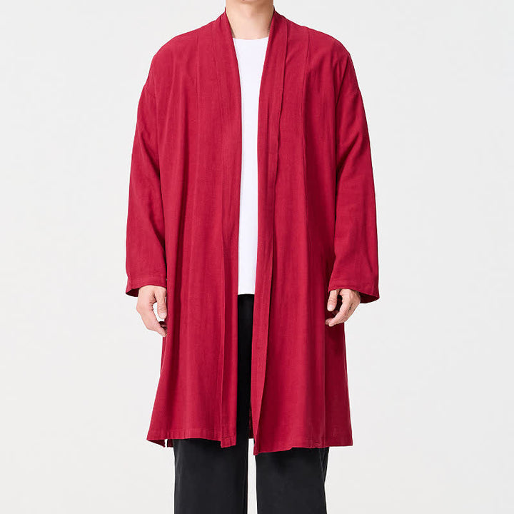 Buddha Stones Minimalistischer Retro-Kimono im Tang-Stil für Herren – einfarbig - image 18
