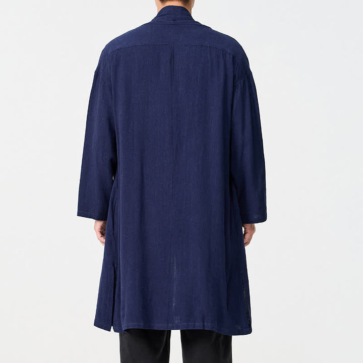 Buddha Stones Minimalistischer Retro-Kimono im Tang-Stil für Herren – einfarbig - image 4