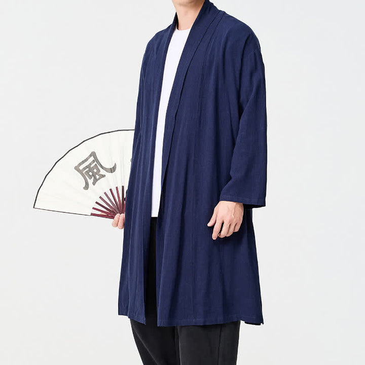 Buddha Stones Minimalistischer Retro-Kimono im Tang-Stil für Herren – einfarbig - image 5