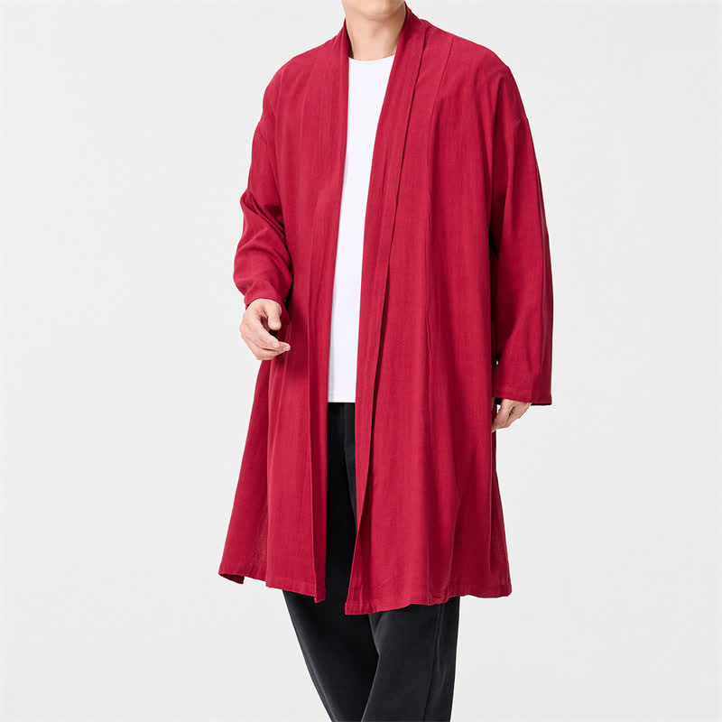 Buddha Stones Minimalistischer Retro-Kimono im Tang-Stil für Herren – einfarbig - image 19