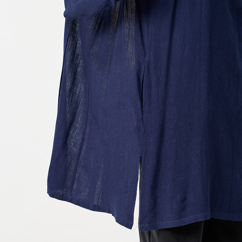 Buddha Stones Minimalistischer Retro-Kimono im Tang-Stil für Herren – einfarbig - image 9