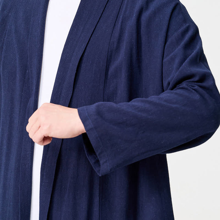 Buddha Stones Minimalistischer Retro-Kimono im Tang-Stil für Herren – einfarbig - image 8