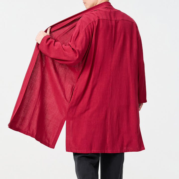Buddha Stones Minimalistischer Retro-Kimono im Tang-Stil für Herren – einfarbig - image 21