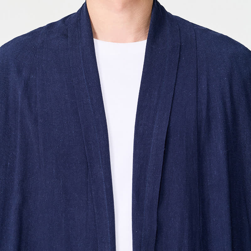 Buddha Stones Minimalistischer Retro-Kimono im Tang-Stil für Herren – einfarbig - image 7