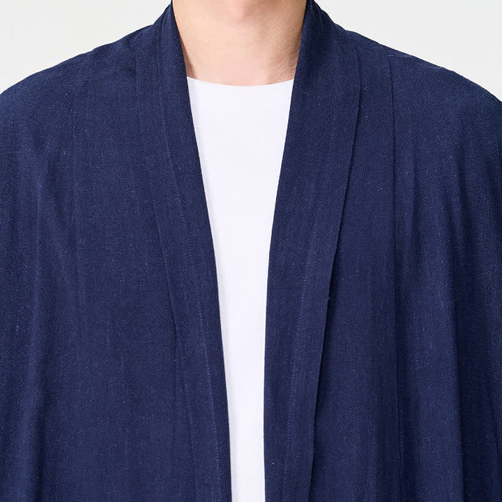 Buddha Stones Minimalistischer Retro-Kimono im Tang-Stil für Herren – einfarbig - image 7