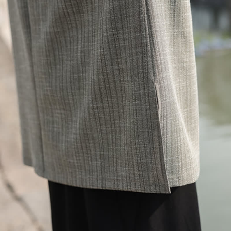 Buddha Stones Minimalistischer Kimono im Spring Tang Style mit einem Froschknopf, einfarbig, für Herren - image 11