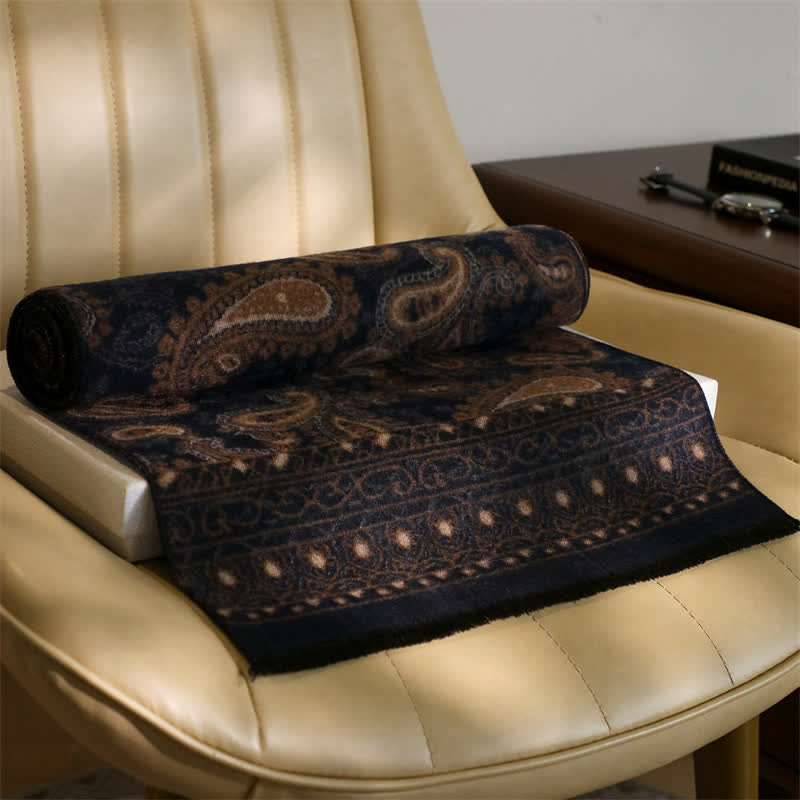 Buddha Stones Herbst/Winter Vintage Paisley Quasten Kuscheliger Herrenschal - image 1