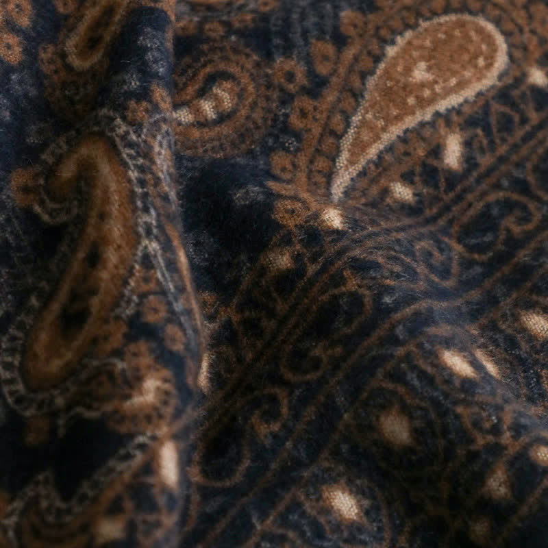 Buddha Stones Herbst/Winter Vintage Paisley Quasten Kuscheliger Herrenschal - image 2