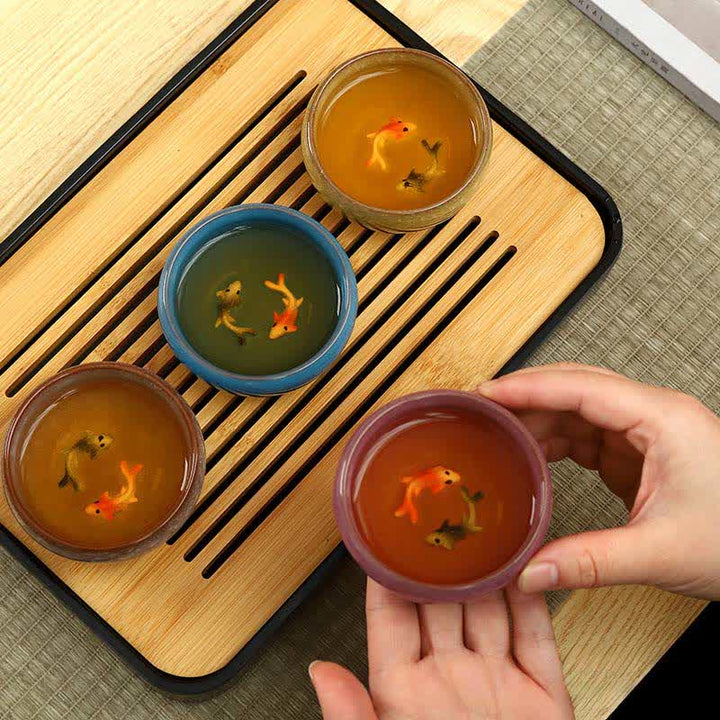 Buddha Stones Keramik-Teetasse mit Koi-Karpfen-Effekt und Crackle-Glasur - image 11