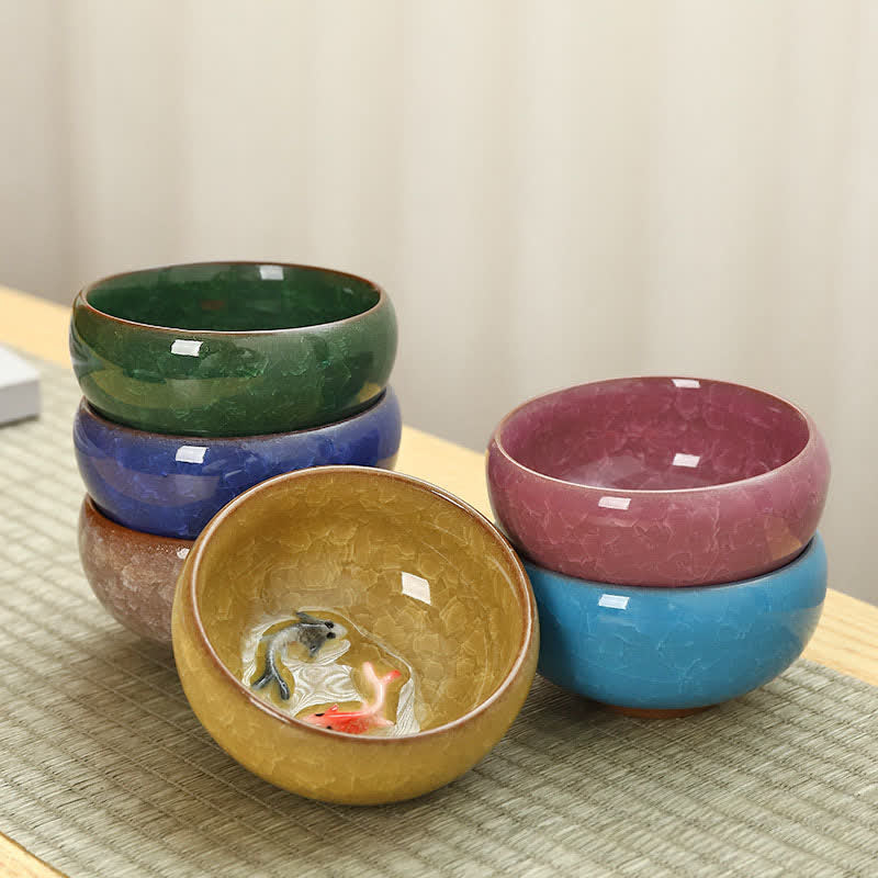 Buddha Stones Keramik-Teetasse mit Koi-Karpfen-Effekt und Crackle-Glasur - image 9