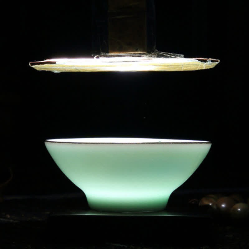 Buddha Stones Handbemalte Celadon-Keramik-Teetasse mit Lotus-Koi-Motiv (Douli) - image 10