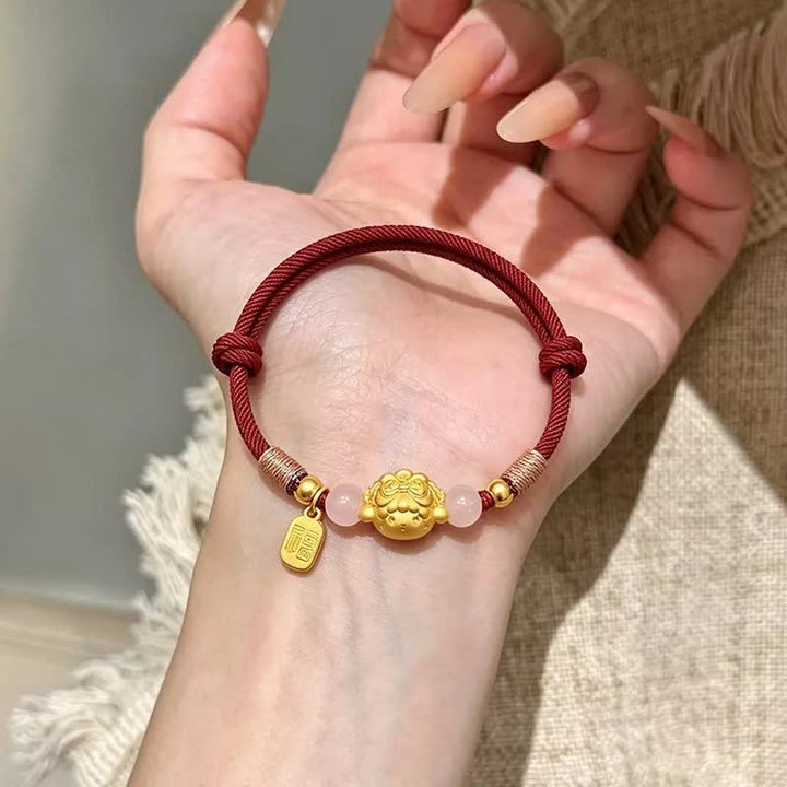 Buddha Stones Jahr des Schafes Kupfer 999 Sterling Silber Schaf Fu-Zeichen Segen Rotes Armband - Silber (Reinheit ♥ Intuition) - image 8