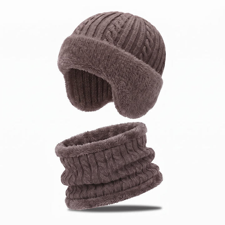 Buddha Stones Winterliche gerippte Strick-Sturmhaube mit Plüschbesatz für Herren - image 13
