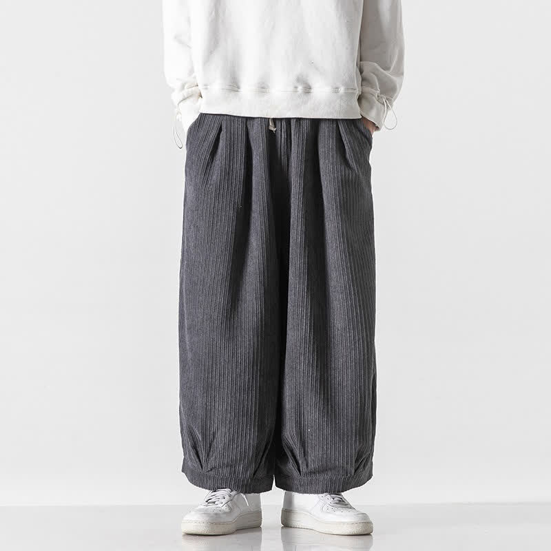 Buddha Stones Lässige, minimalistische Cordhose für Herren mit Kordelzug, kurzem Bein und Taschen – ideal für Frühling und Herbst - Dunkelgrau - US/UK/AU46, EU56 (5XL) - image 0