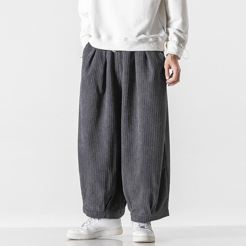 Buddha Stones Lässige, minimalistische Cordhose für Herren mit Kordelzug, kurzem Bein und Taschen – ideal für Frühling und Herbst - image 1