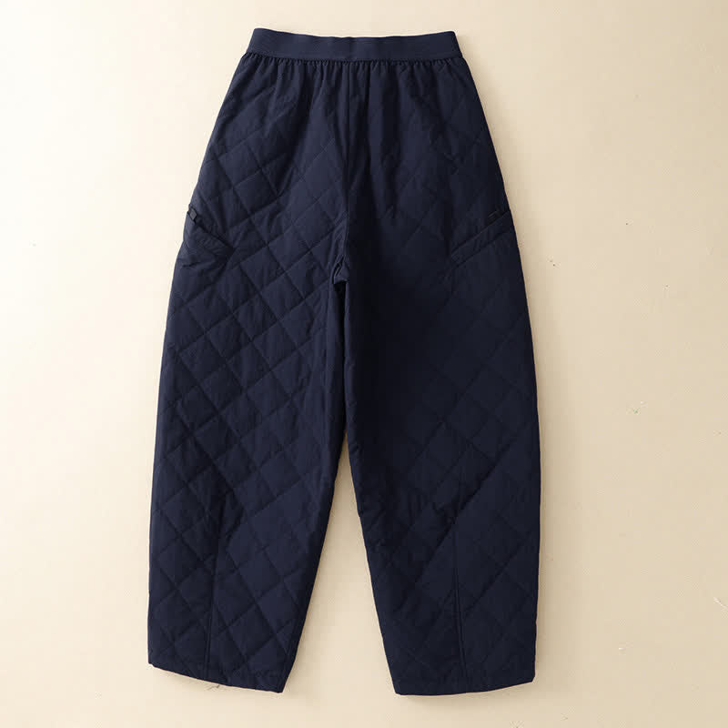 Buddha Stones Lässige, klassische Winter-Leggings mit Kordelzug, geometrischem Muster, geradem Bein und Taschen - image 1