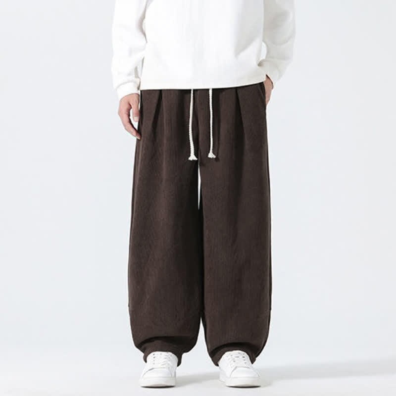 Buddha Stones Lässige, minimalistische Herren-Ankle-Hose mit Kordelzug, geradem Bein und Taschen für Herbst und Winter - image 1