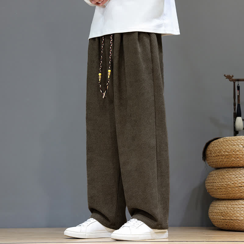 Buddha Stones Herbst/Winter: Schlichte, klassische Cordhose mit Kordelzug, gerades Bein und Taschen - Bräunen - US/UK/AU46, EU56 (5XL) - image 0