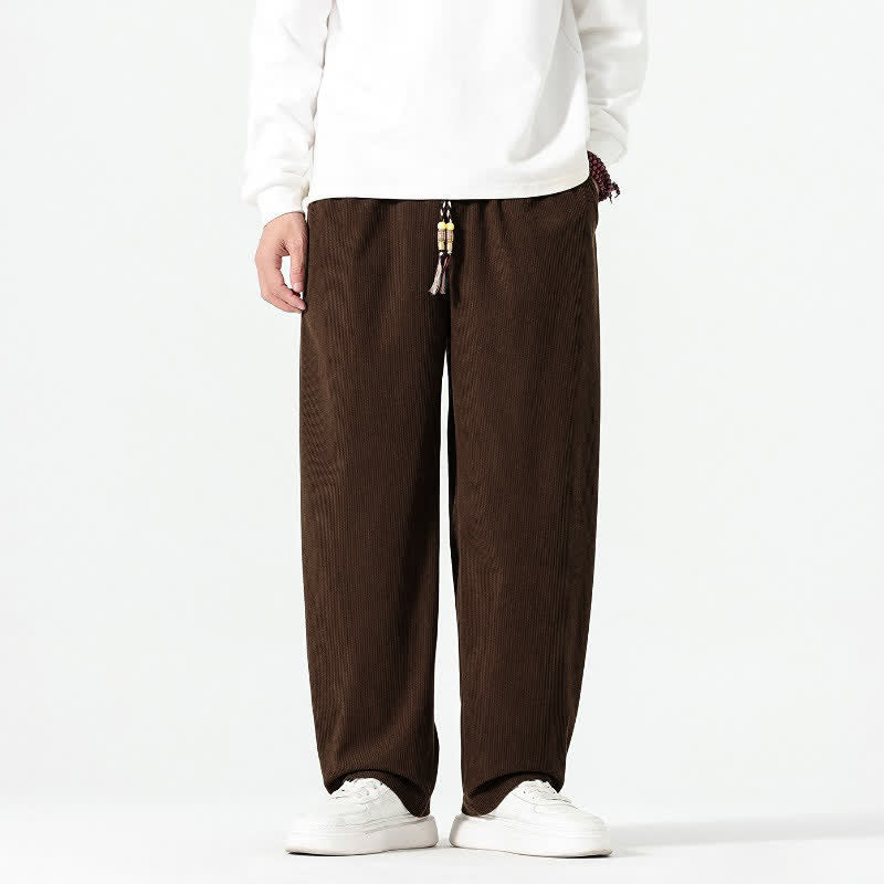 Buddha Stones Lässige Boho-Cordhose für Herren mit geradem Bein und Taschen – perfekt für Herbst und Winter - image 1
