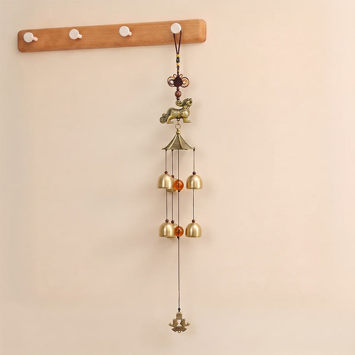 Buddha Stones Kupferner Pi Xiu Wohlstandsturm Sechs Glocken Wohlstands-Windspiel - image 1