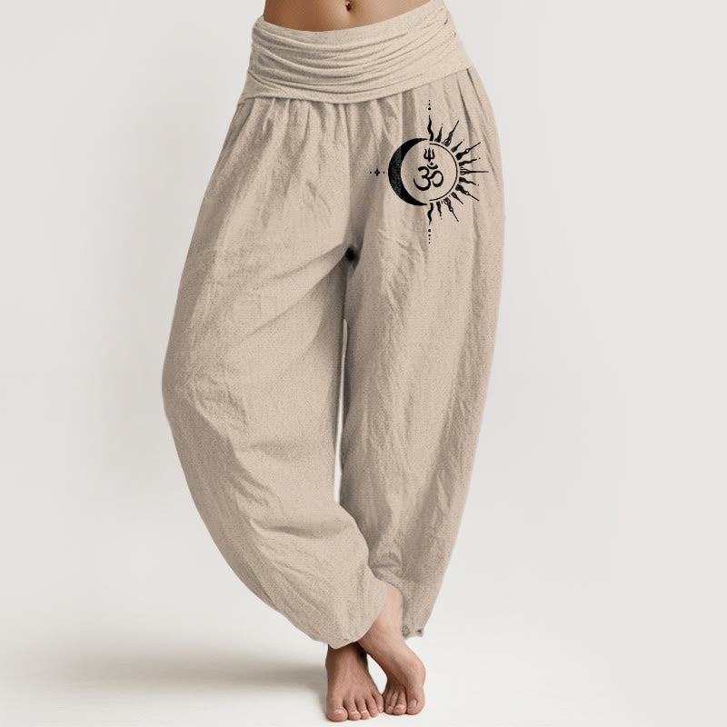 Buddha Stones Damen-Haremshose aus reiner Baumwolle mit Boho-Om-Kreismuster und elastischem Bund - Bräunen - US16, UK/AU20, EU48 (3XL) - image 11