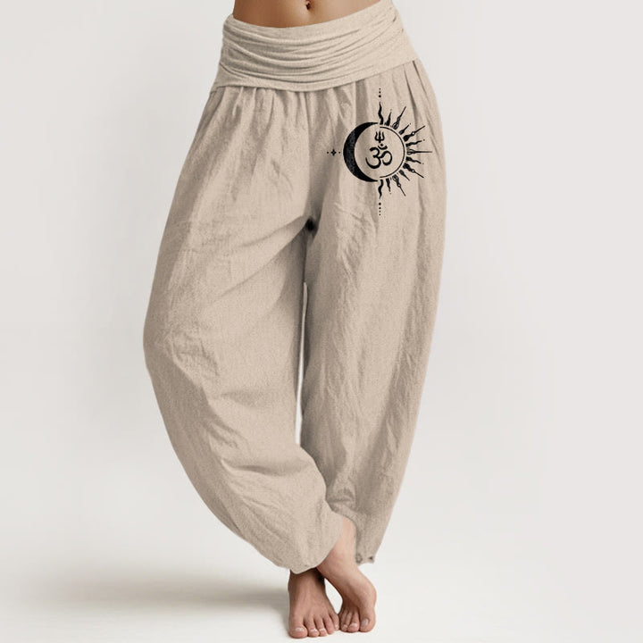Buddha Stones Damen-Haremshose aus reiner Baumwolle mit Boho-Om-Kreismuster und elastischem Bund - Bräunen - US16, UK/AU20, EU48 (3XL) - image 11