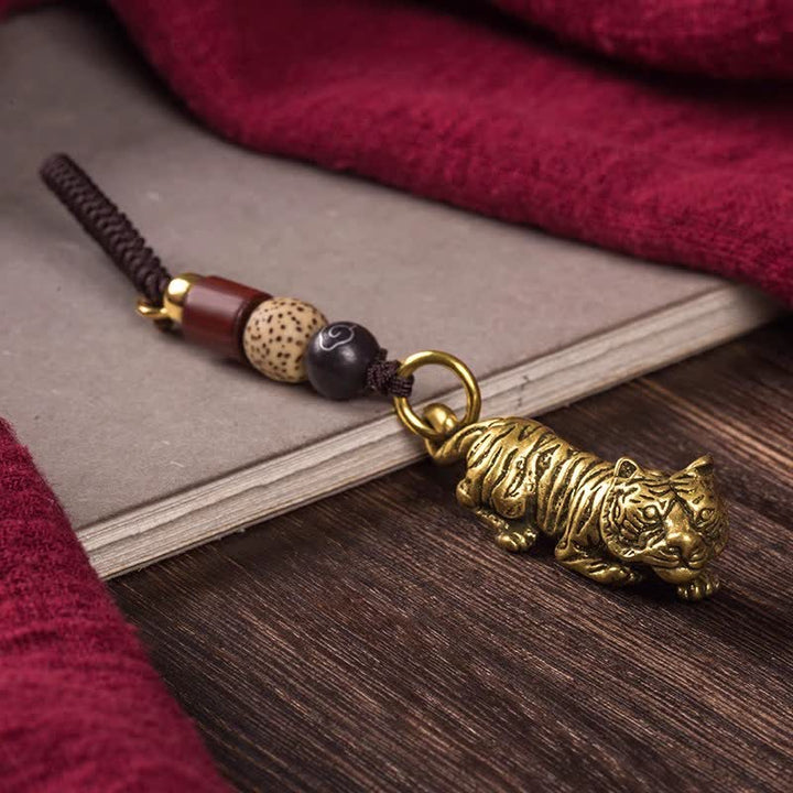 Buddha Stones Schlüsselanhänger aus Messing mit geflochtenem Anhänger in Form des chinesischen Tierkreiszeichens - Tiger - image 13
