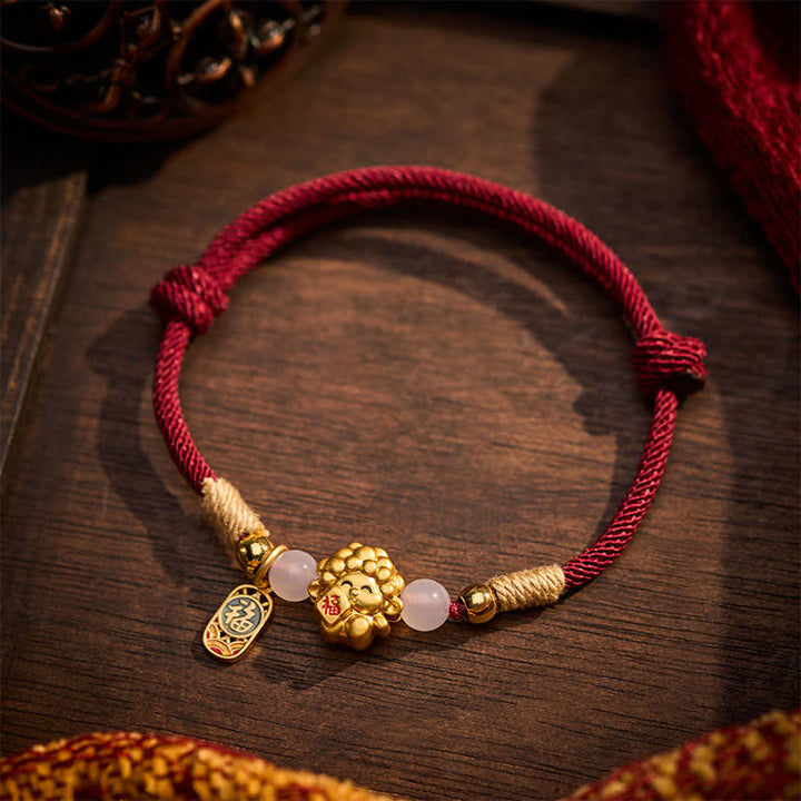 Buddha Stones Jahr des Schafes Kupfer 999 Sterling Silber Schaf Fu-Zeichen Segen Rotes Armband - image 4