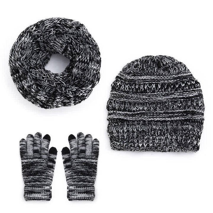 Buddha Stones Herbst-Winter-Set mit Zopfmuster-Strickmütze, Schal und Handschuhen für Damen - image 11