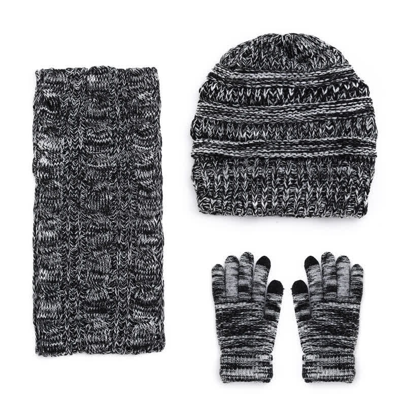 Buddha Stones Herbst-Winter-Set mit Zopfmuster-Strickmütze, Schal und Handschuhen für Damen - image 10