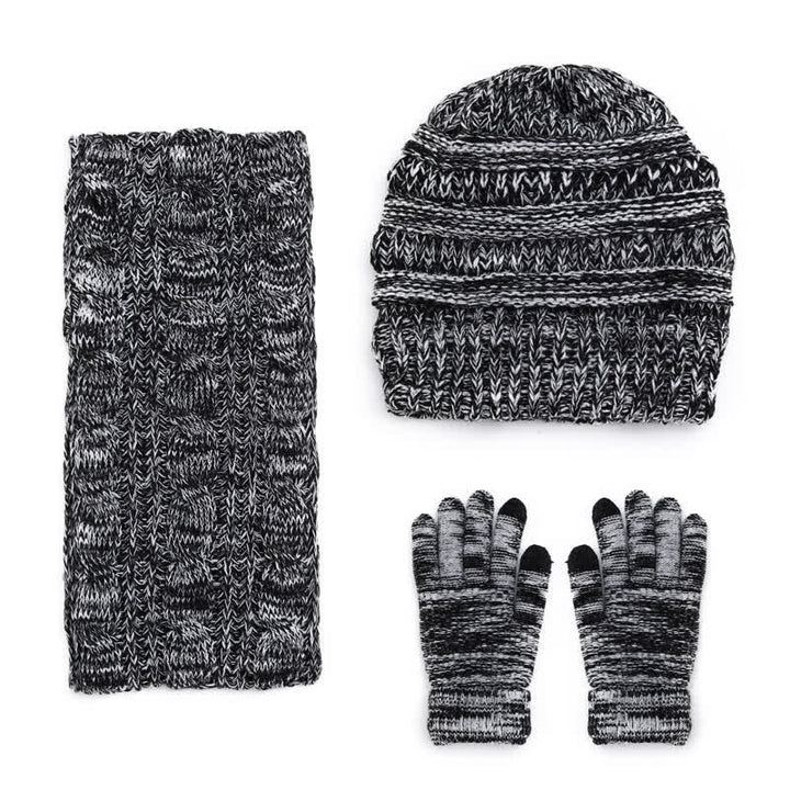Buddha Stones Herbst-Winter-Set mit Zopfmuster-Strickmütze, Schal und Handschuhen für Damen - image 10