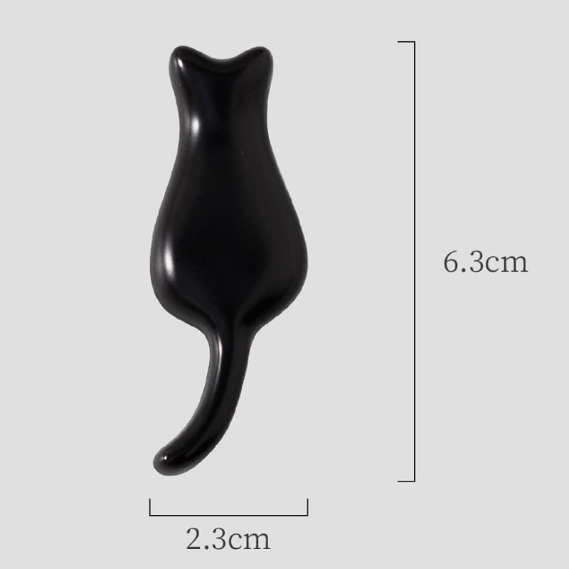 Buddha Stones Handbemalter, niedlicher Tischstäbchenhalter aus Keramik in Katzenform - Schwarzohrkatze (ca. 6,3 cm × 2,3 cm × 0,9 cm) - image 2