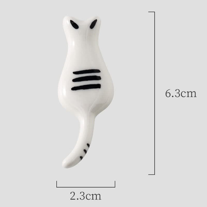 Buddha Stones Handbemalter, niedlicher Tischstäbchenhalter aus Keramik in Katzenform - Schwarzohrkatze (ca. 6,3 cm × 2,3 cm × 0,9 cm) - image 2