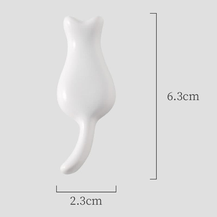 Buddha Stones Handbemalter, niedlicher Tischstäbchenhalter aus Keramik in Katzenform - Weiße Katze (ca. 6,3 cm × 2,3 cm × 0,9 cm) - image 4
