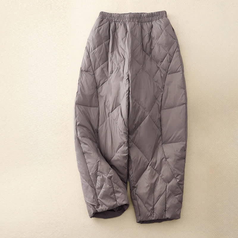 Buddha Stones Lässige, minimalistische Damen-Ankle-Hose mit Kordelzug, geometrischem Muster und geradem Bein sowie Taschen für Herbst und Winter - Grau - US8-10, UK/AU12-14, EU40-42 (2XL) - image 0