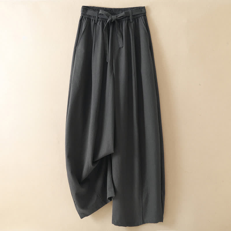 Buddha Stones Lässige, minimalistische Schnürhose für Damen – Knöchelhoch, weit geschnitten und mit Taschen - Dunkelgrau - US8-10, UK/AU12-14, EU40-42 (2XL) - image 0