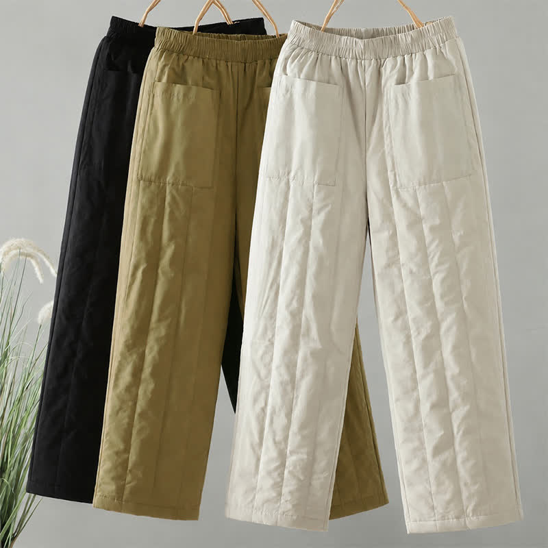Buddha Stones Lässige, einfarbige Knöchelhose für Damen – gerades Bein, mit Taschen – für Herbst und Winter - image 19
