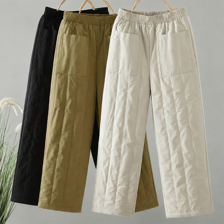 Buddha Stones Lässige, einfarbige Knöchelhose für Damen – gerades Bein, mit Taschen – für Herbst und Winter - image 19