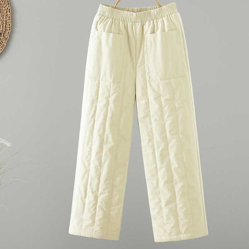 Buddha Stones Lässige, einfarbige Knöchelhose für Damen – gerades Bein, mit Taschen – für Herbst und Winter - Beige - US8-10, UK/AU12-14, EU40-42 (2XL) - image 10