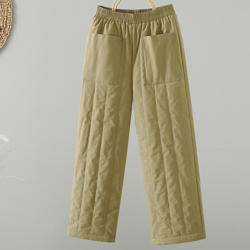 Buddha Stones Lässige, einfarbige Knöchelhose für Damen – gerades Bein, mit Taschen – für Herbst und Winter - Bräunen - US8-10, UK/AU12-14, EU40-42 (2XL) - image 0