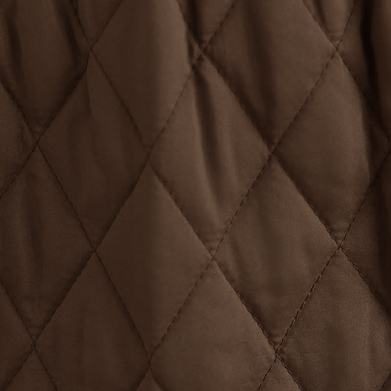 Buddha Stones Herbst/Winter Lässiger Vintage-Design Gesteppter, einfarbiger Damenrock mit Taschen - image 9