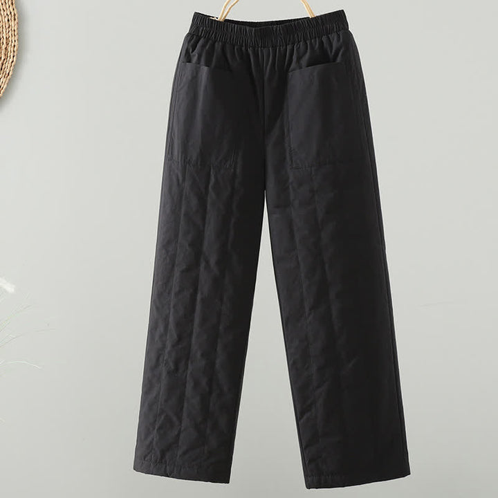 Buddha Stones Lässige, einfarbige Knöchelhose für Damen – gerades Bein, mit Taschen – für Herbst und Winter - Schwarz - US8-10, UK/AU12-14, EU40-42 (2XL) - image 5