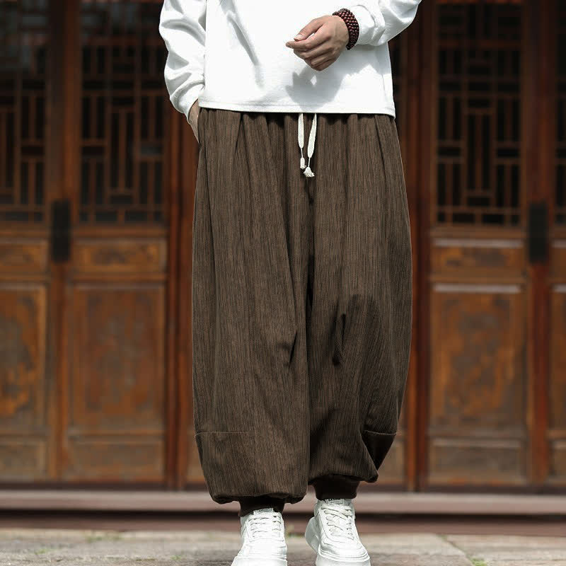 Buddha Stones Lässige Boho-Haremshose für Herren mit Kordelzug und Taschen für Herbst und Winter - Sienna - US/UK/AU46, EU56 (5XL) - image 0