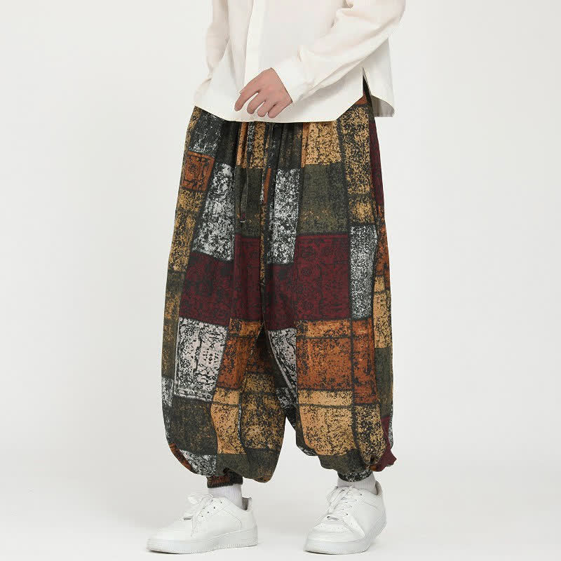 Buddha Stones Lässige Boho-Haremshose mit Kordelzug und geometrischem Muster für Frühling und Herbst, Herren, mit Taschen - Peru - US/UK/AU46, EU56 (5XL) - image 0